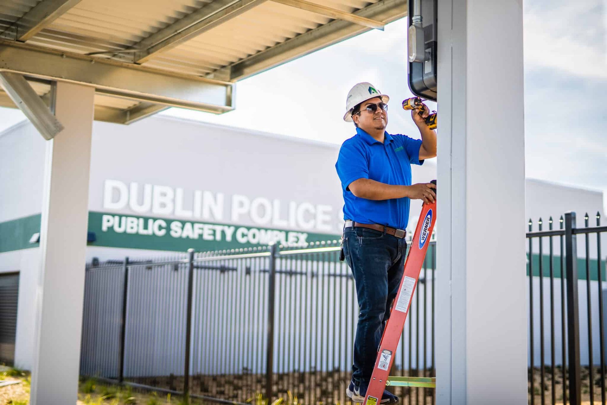 Citadel employee installing solar at Dublin police station Citadel employee installing solar at Dublin police station
